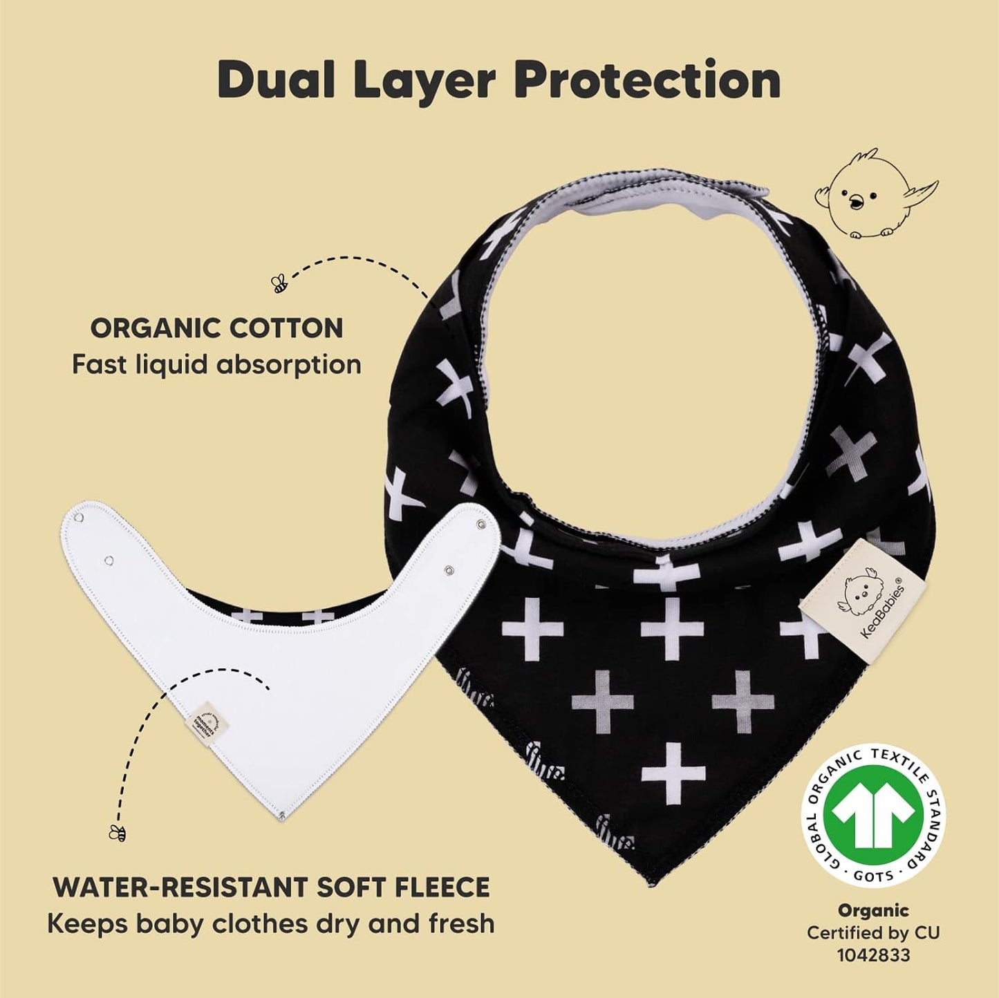 10-Pack Organic Baby Bandana Bibs for Girls - Super Absorbent Triangle Baby Bibs for Drooling and Teething Infant, 100% Cotton Extra Soft for Newborn, Infant 0-36 Months (MONOS)