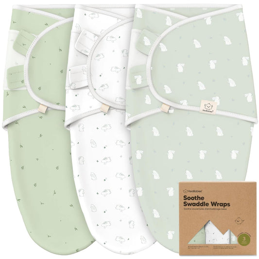 3-Pack Organic Baby Swaddle Sleep Sacks - Swaddles for Newborns, Infant 0-3 Months, Baby Girls, Boys, Soft & Snug Newborn Sleep Sack, Nursery Swaddling Blankets (Bunnies)