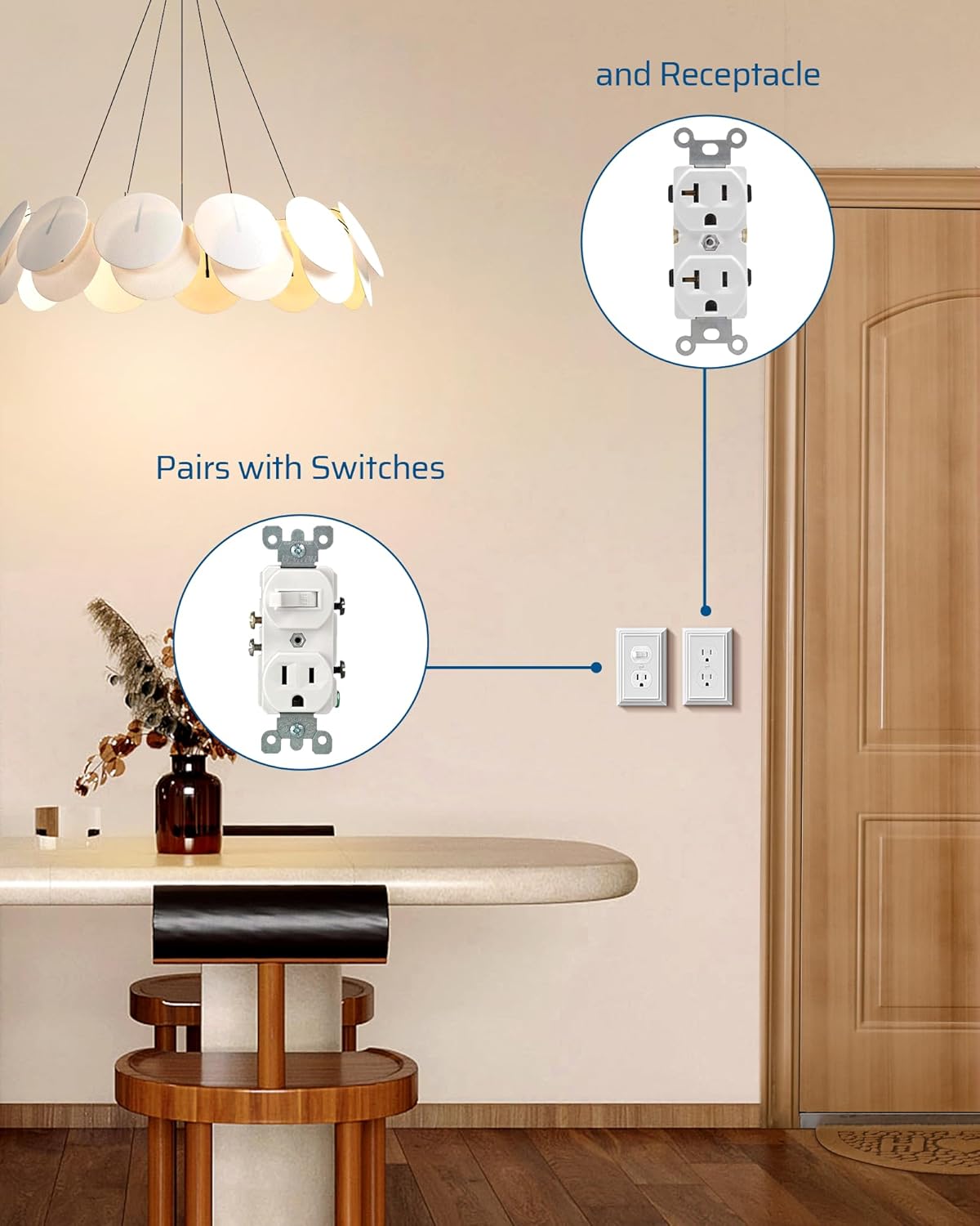 DEWENWILS Duplex Outlet Covers, White Outlet Wall Plates, 4.92" x 3.14" Light Switch Cover Plates, Metal Electrical Outlet Cover Plates, 2 Pack