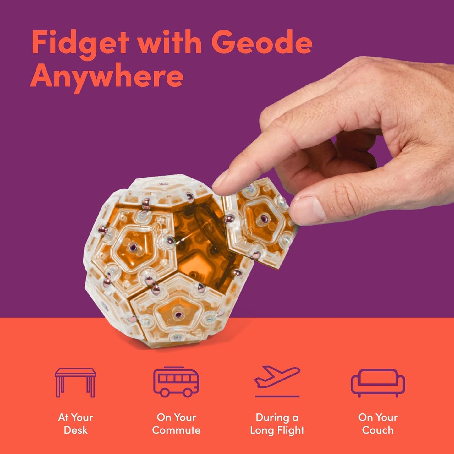 Speks Geode Sphere Magnetic Fidget Toy for Adults | Quiet Adult Sensory Toy for Stress Relief & Anxiety, Office Desk Toy & Top Gadget Gift Idea | Lava, 12-Piece Set
