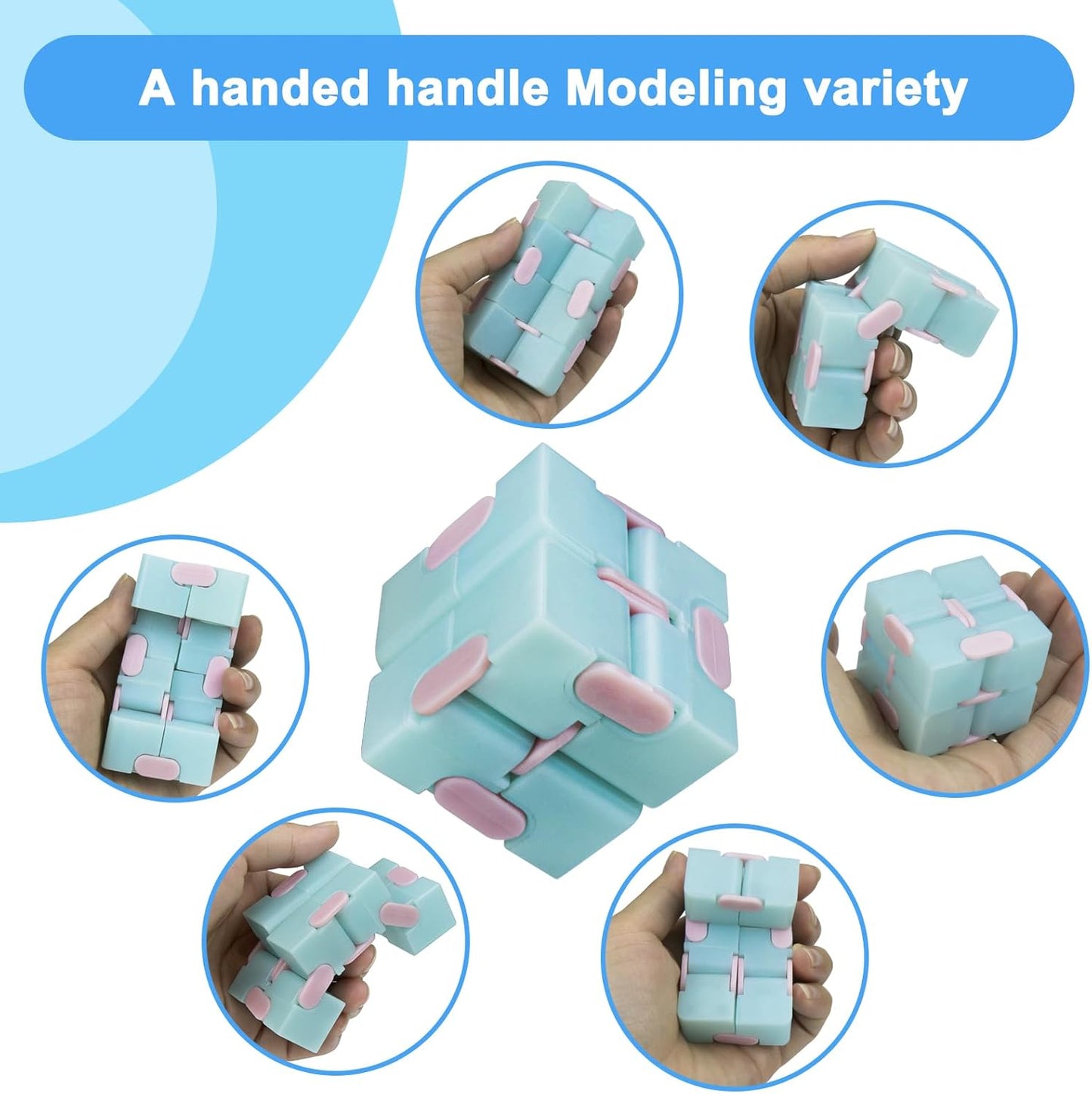 Infinitycube Fidget Toy Stress Relieving Fidgeting Game for Kids and Adults,Cute Pocket-sized Unique Gadget for Anxiety Relief and Kill Time (4, Light Up Macarons)