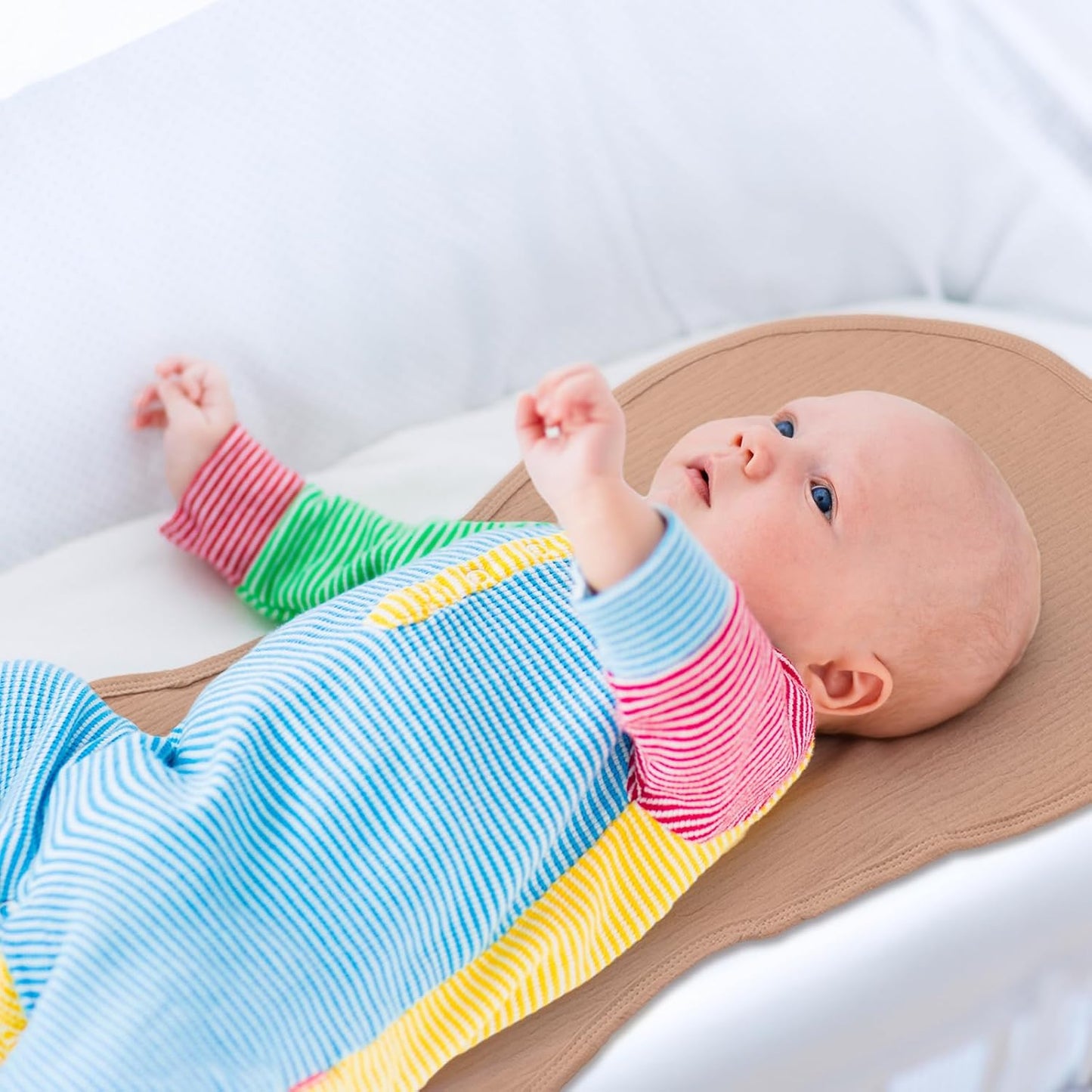 3 Pcs Changing Pad Liners Fits in Peanut Shape Changing Pad Waterproof Diaper Mats Organic Cotton Peanut Mats are Warm on a Baby's Back, Washable Reusable(Checker Style,Brown)