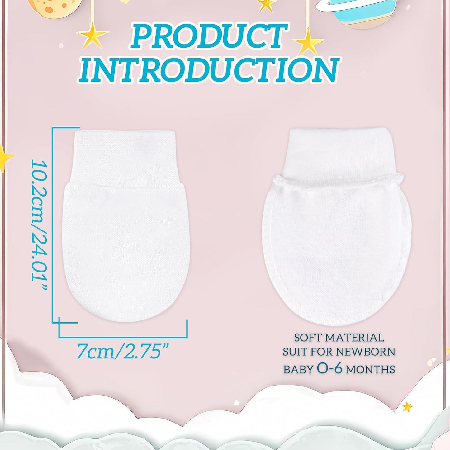 No Scratch Baby Mittens Newborn Infant Toddler Mittens Soft Elastic Wrist Gloves Mitten for 0-6 Months Boys Girls