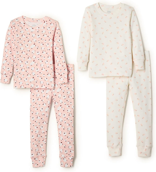 Amazon Essentials x Sofia Grainge Unisex Babies, Toddlers and Kids' Snug-Fit Cotton Pajamas, Pack of 2
