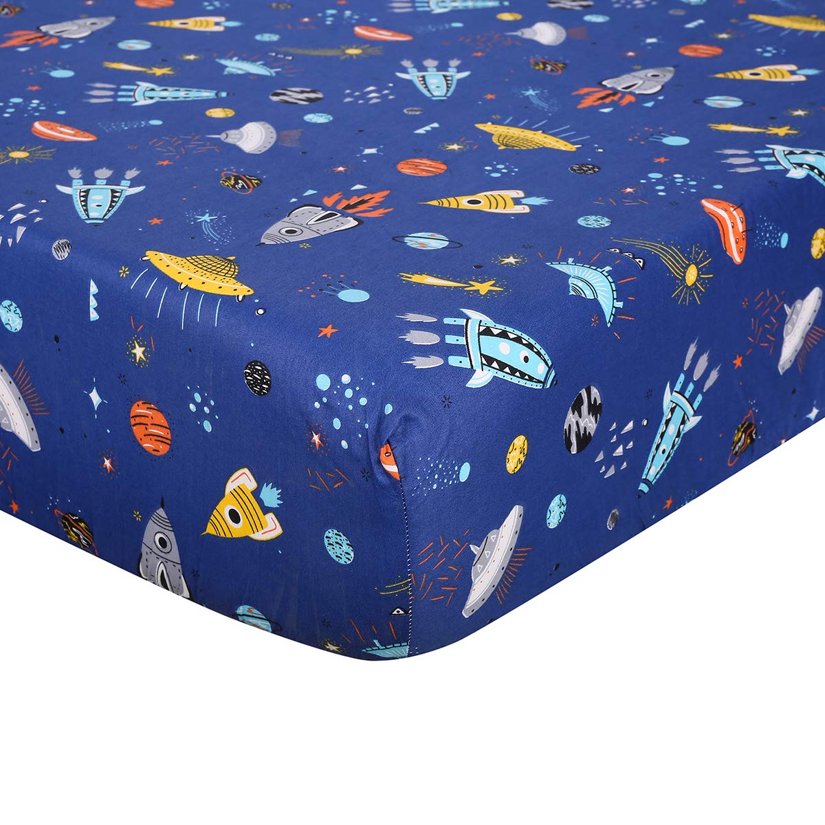 Astronaut Space Galaxy Baby Crib Sheet - Fitted Toddler Sheet Polyester Baby Sheet for Standard Crib and Toddler mattresses Nursery Bedding Sheet Crib Mattress Sheets for Boys 1 Pack - by UOMNY