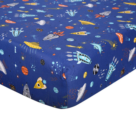 Astronaut Space Galaxy Baby Crib Sheet - Fitted Toddler Sheet Polyester Baby Sheet for Standard Crib and Toddler mattresses Nursery Bedding Sheet Crib Mattress Sheets for Boys 1 Pack - by UOMNY