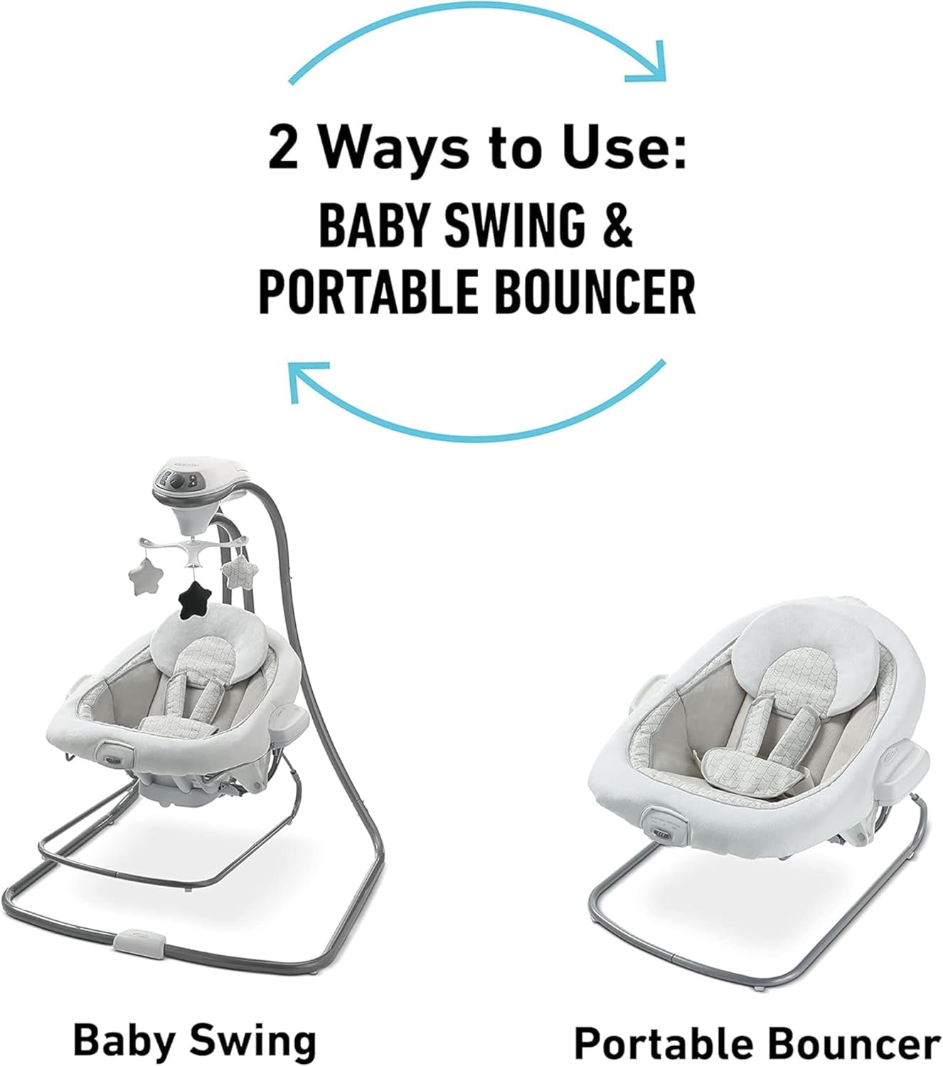 Graco DuetConnect LX Seat & Bouncer, Multi-Direction Seat, Multiple Swinging Speeds, Easily Portable, Redmond