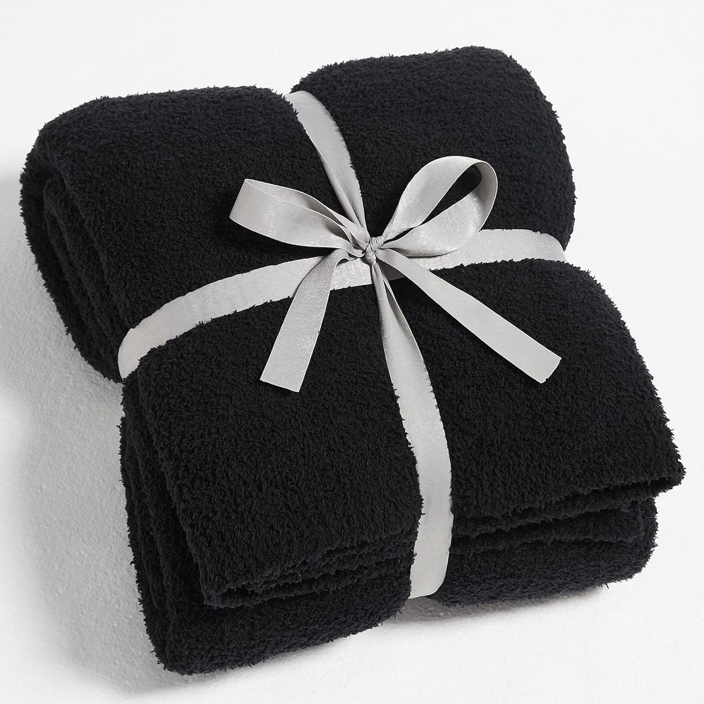 CYMULA Super Soft Knit Throw Blanket Twin Size Black-Lightweight Plush Fuzzy Fluffy Warm Cozy Blankets and Throws for Sofa Bed All Season Use, 60x80 inches