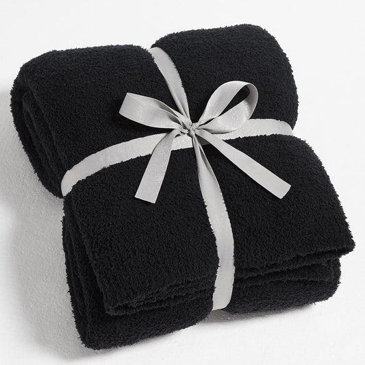 CYMULA Super Soft Knit Throw Blanket Twin Size Black-Lightweight Plush Fuzzy Fluffy Warm Cozy Blankets and Throws for Sofa Bed All Season Use, 60x80 inches
