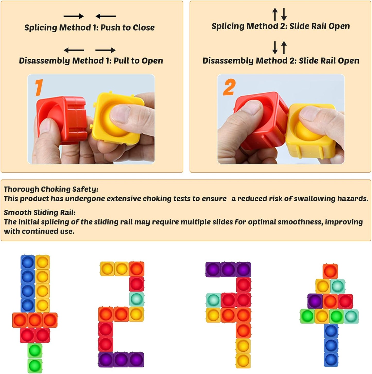 Giant Pop Blocks Bubble Premium Silicone Pop Fidget Blocks for Endless Joy and Education - Vibrant Pop Blocks for Imaginative Play and Puzzle Games-Toy Gift for Kids (49PCS)