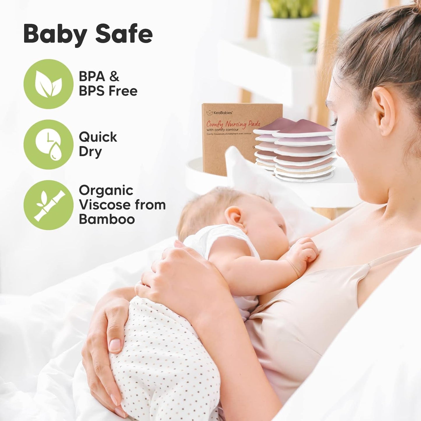 Organic Nursing Pads - 14 Washable Viscose Derived from Bamboo Breastfeeding Pads, Wash Bag, Reusable Breast Pads for Breastfeeding, Nipple Pads for Breastfeeding Essentials(Plum, L 4.8")