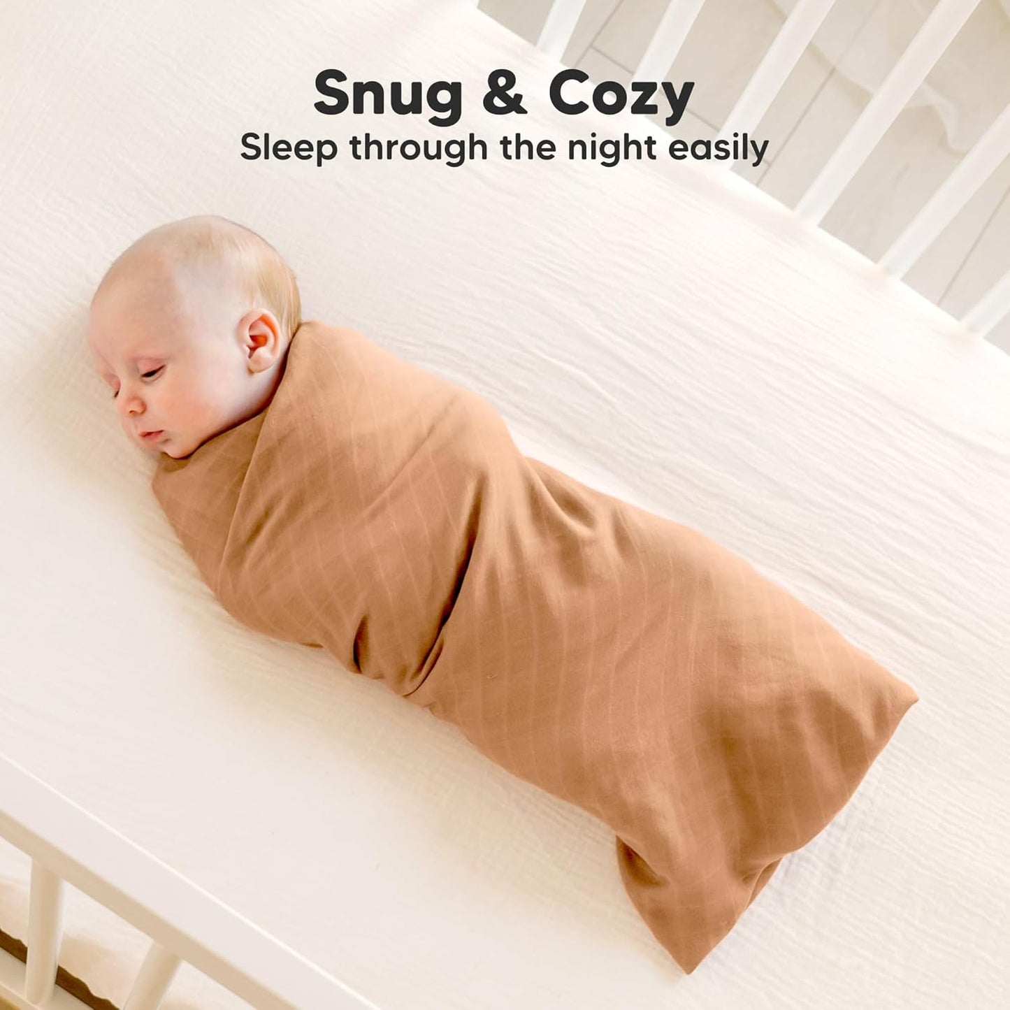 4-Pack Muslin Swaddle Blankets for Boys, Girls - Organic Baby Swaddles for Newborns, Soft & Breathable Receiving Baby Blankets for Girl, Boy, Neutral, Newborn Essentials Gift (Spice)