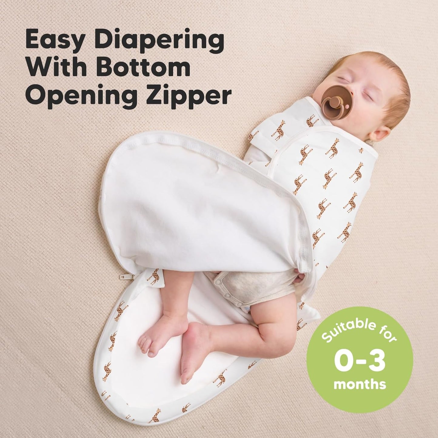 Baby Swaddle Sleep Sacks with Zipper - 3-Pack Swaddles for Newborns 0-3 Months, Infant, Baby Girls, Boys, Soft & Durable Newborn Sleep Sack, Easy Diaper Change Swaddling Blanket (The Wild)