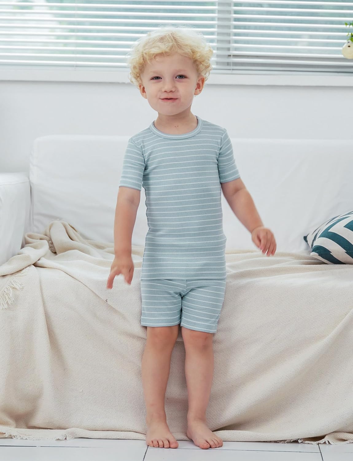 AVAUMA Stripe Pattern Baby Boys Girls Pajama Set Kids Toddler Snug fit Ribbed Sleepwear pjs for Daily Life Style