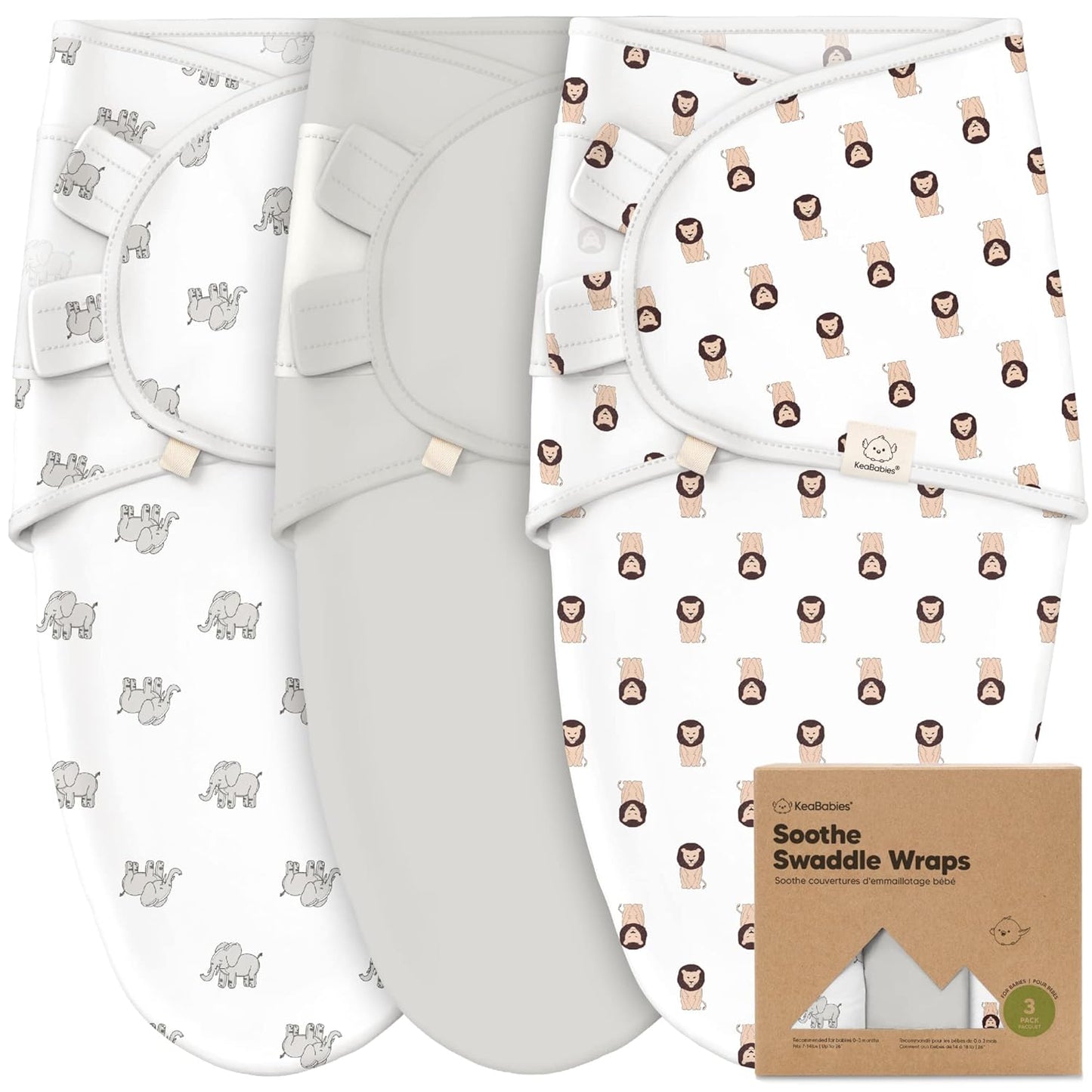 3-Pack Organic Baby Swaddle Sleep Sacks - Swaddles for Newborns, Infant 0-3 Months, Baby Girls, Boys, Soft & Snug Newborn Sleep Sack, Nursery Swaddling Blankets (The Wild 2)