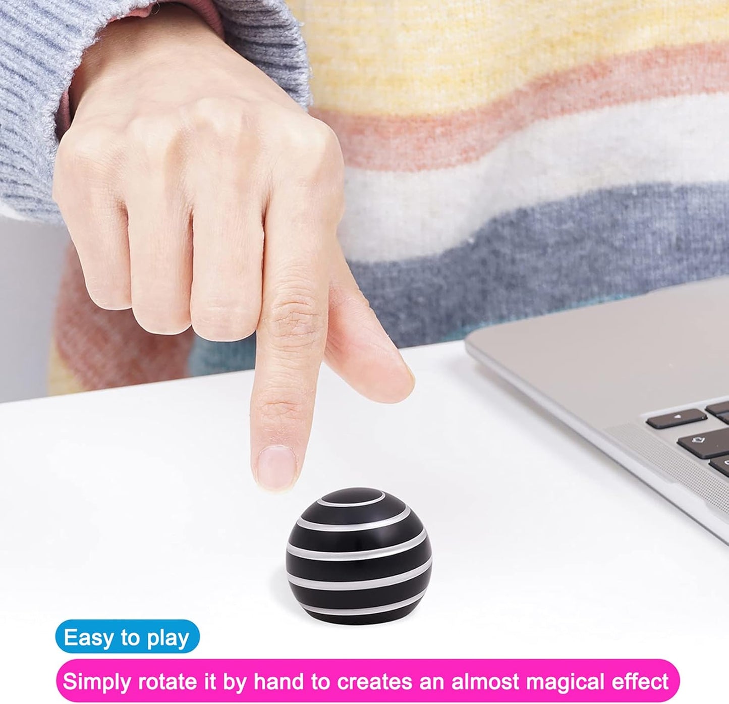 Desk-Fidget-Toys for Kinetic-Toy: Cool-Gadgets Cool-Stuff for Adults Kids Teens, Spinning Up to 180 Seconds, Stress Relief Toy for Christmas Optical-Illusion Gift for Office School Home Women Men