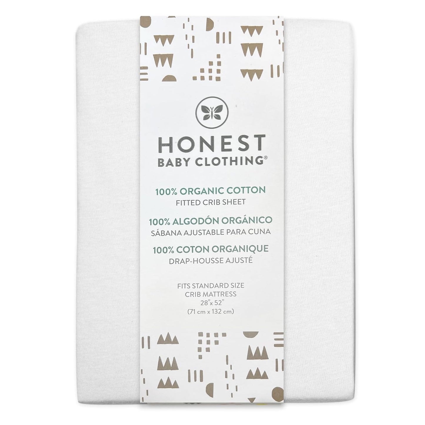 HonestBaby unisex-baby Fitted Crib Sheets Set Standard Mattress, 100% Organic Cotton Baby Boys, Girls, Neutral, 1 Pack - Love Dot, One Size