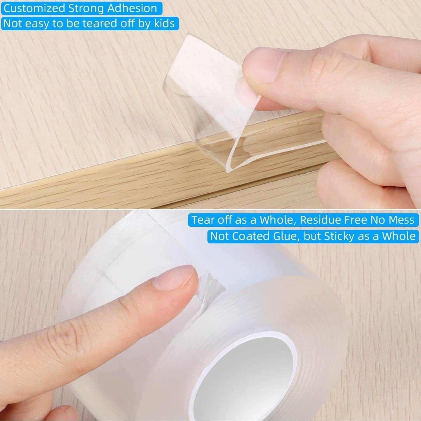 2Pack Clear Edge Protector Strip,1.57in x 9.84FT(19.68FT Total),Sharp Edge Wrap Cover Tape,Self Adhesive Protective Bumper Guards for Cabinet Door Desk Table Bed Furniture,Kitchen Countertop
