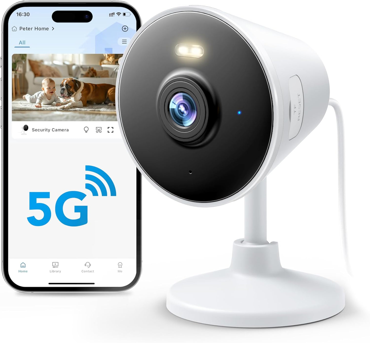 5G & 2.4G Indoor/Outdoor Security Camera for Home, Baby/Elder/Dog/Pet Camera with Phone App, WiFi Camera w/Spotlight Color Night Vision 2-Way Audio