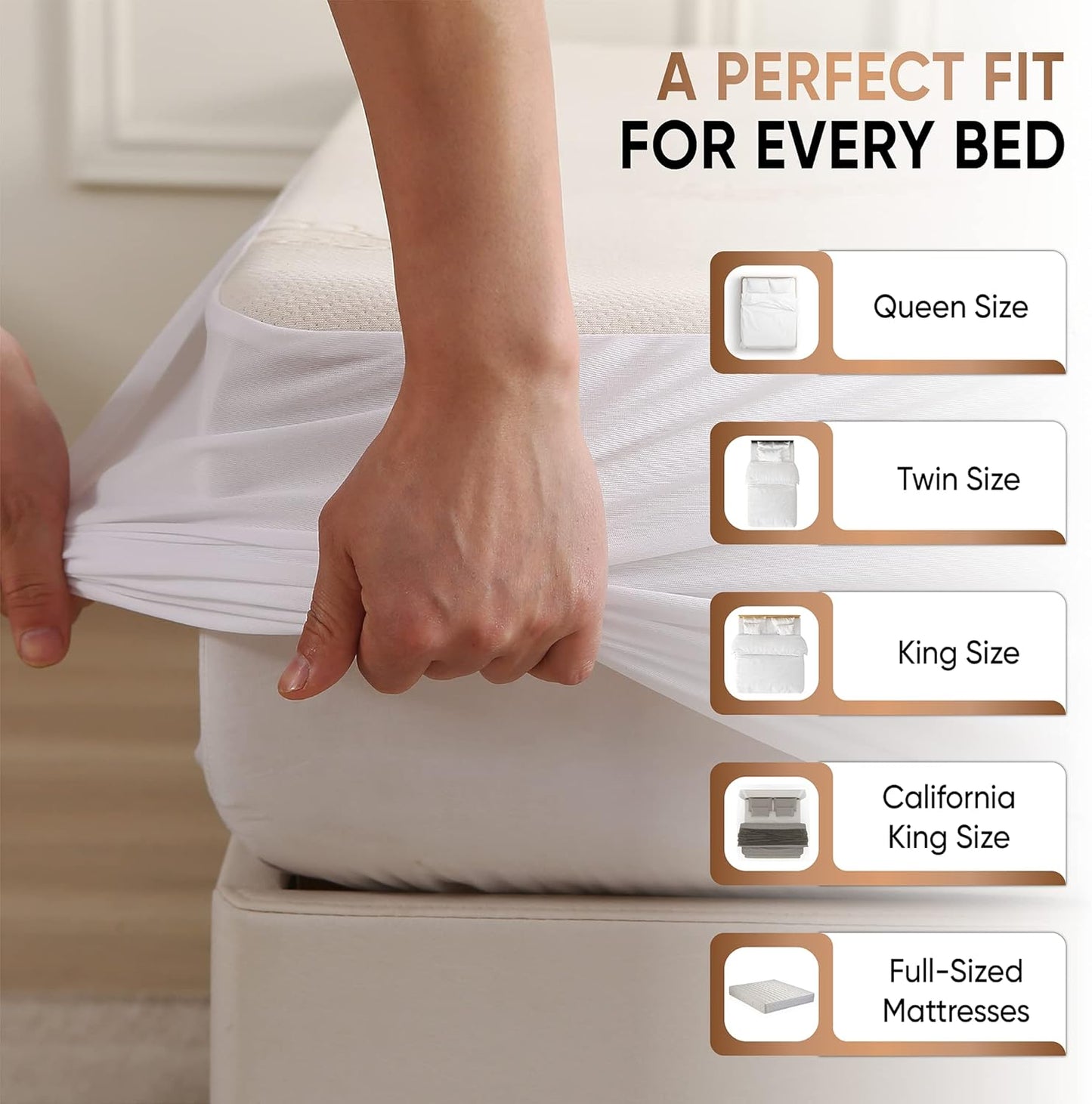 Waterproof Organic Mattress Protector Queen - Organic Cotton Breathable Mattress Pad Cover - 200 GSM Comfort - Deep Pocket - Fitted Comfort