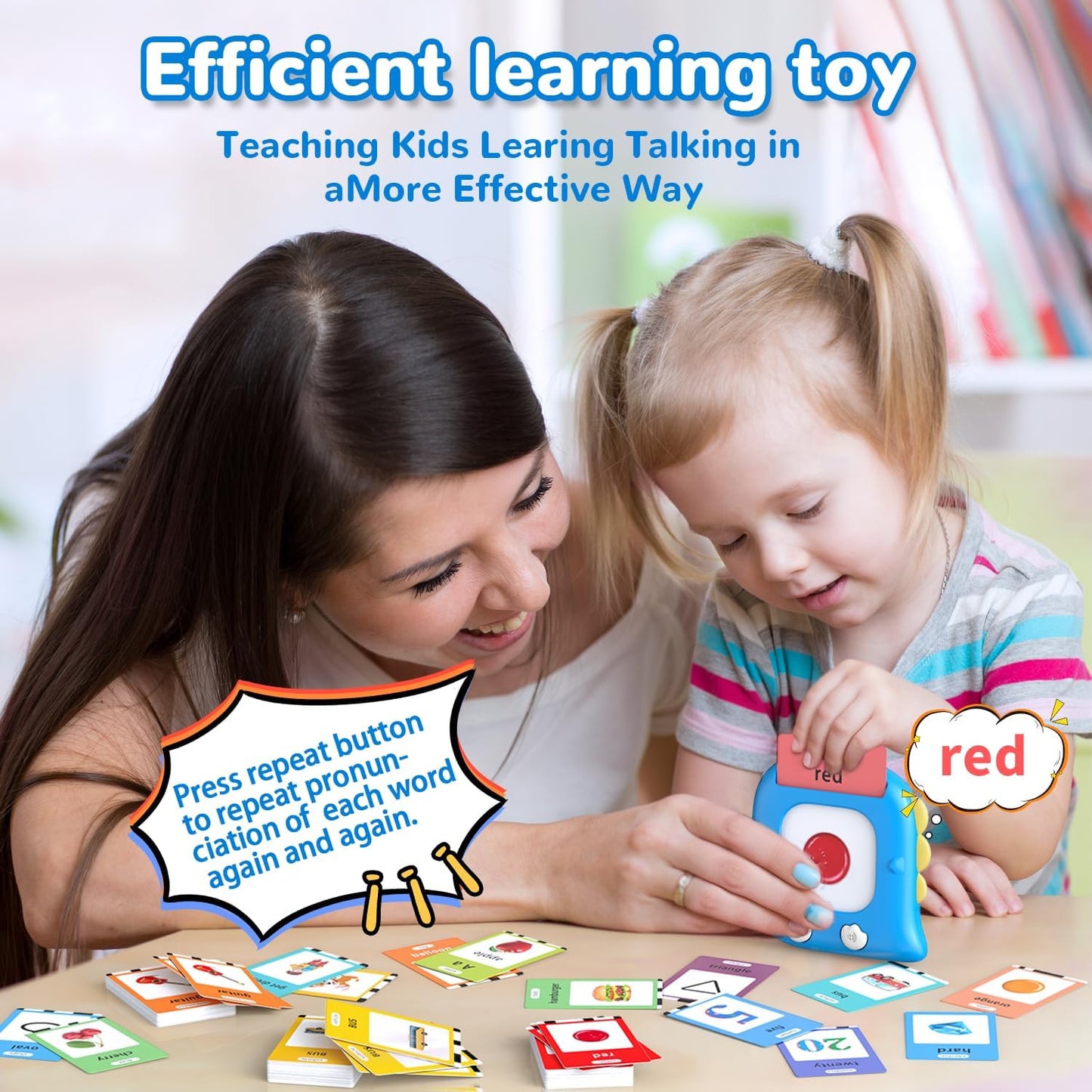 Kidzdo 520 ABCs Talking Flash Cards, Christmas Birthday Gifts for 2 3 4 5 6 Year Old Boys Girls, ABCs Early Education Learning Toys, Autism Sensory Toys for Autistic Kids Ages 2-6, Blue