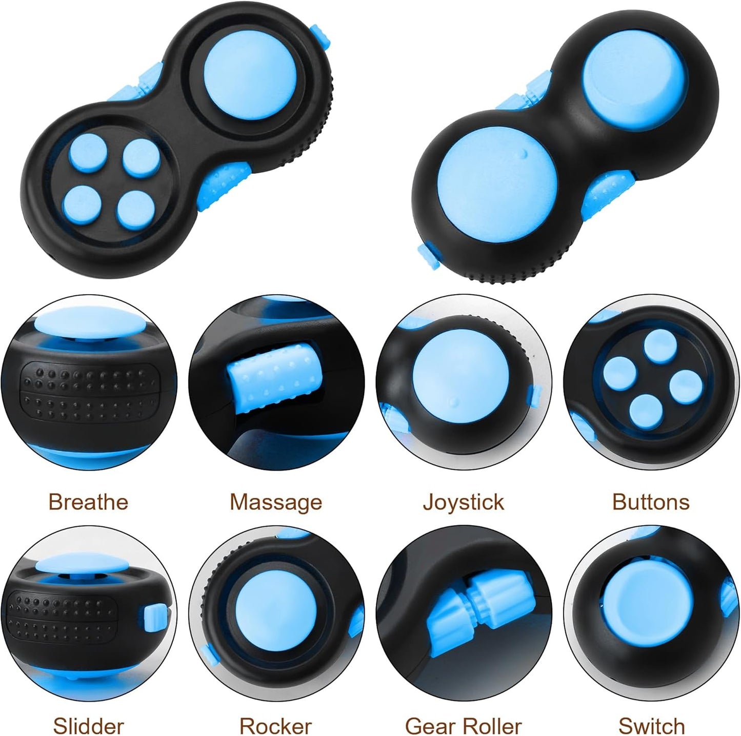 Fidget Toy Kids, ADHD Fidget Toys Adults, Fidget Toys Adults Anxiety with Mini Magnetic Man, Fidget Spinner, Fidget Keychain Keyboard, Fidget Pad (Blue)