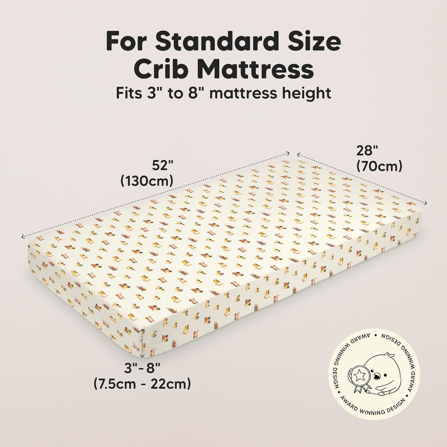 KeaBabies 2-Pack Baby Crib Sheets for Boys, Girls - 52x28 Viscose Derived from Bamboo Toddler Bed Sheets Neutral, Fitted Crib Mattress Cover for Standard Baby Bedding, Soft & Cozy (Construction)