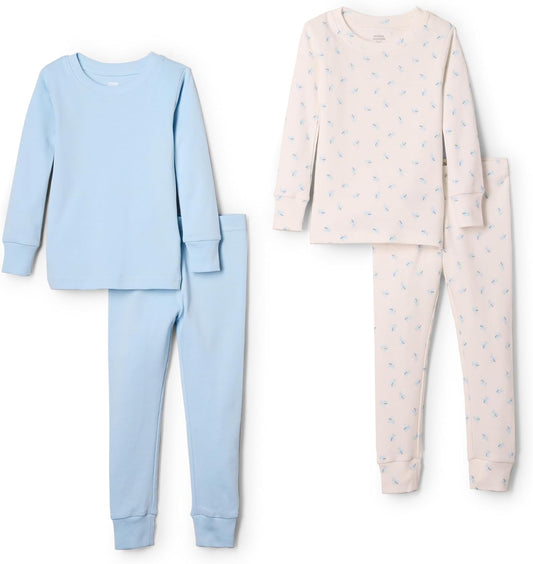 Amazon Essentials x Sofia Grainge Unisex Babies, Toddlers and Kids' Snug-Fit Cotton Pajamas, Pack of 2