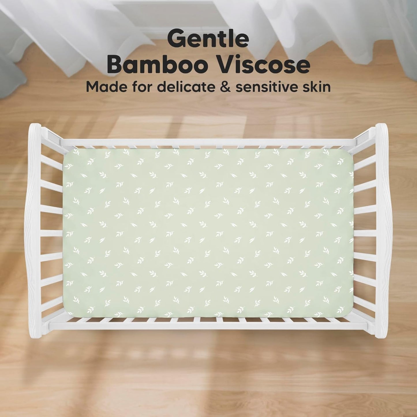 KeaBabies 2-Pack Baby Crib Sheets for Boys, Girls - 52x28 Viscose Derived from Bamboo Toddler Bed Sheets Neutral, Fitted Crib Mattress Cover for Standard Baby Bedding, Soft & Cozy (Herb)
