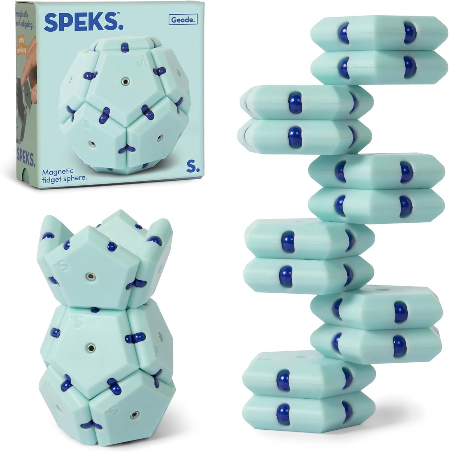Speks Geode Matte Pentagons Magnetic Fidget Toy for Adults | Quiet Sensory Toy for Stress Relief & Anxiety, Office Desk Toy & Top Gadget Gift Idea | Mile High, 12-Piece Set