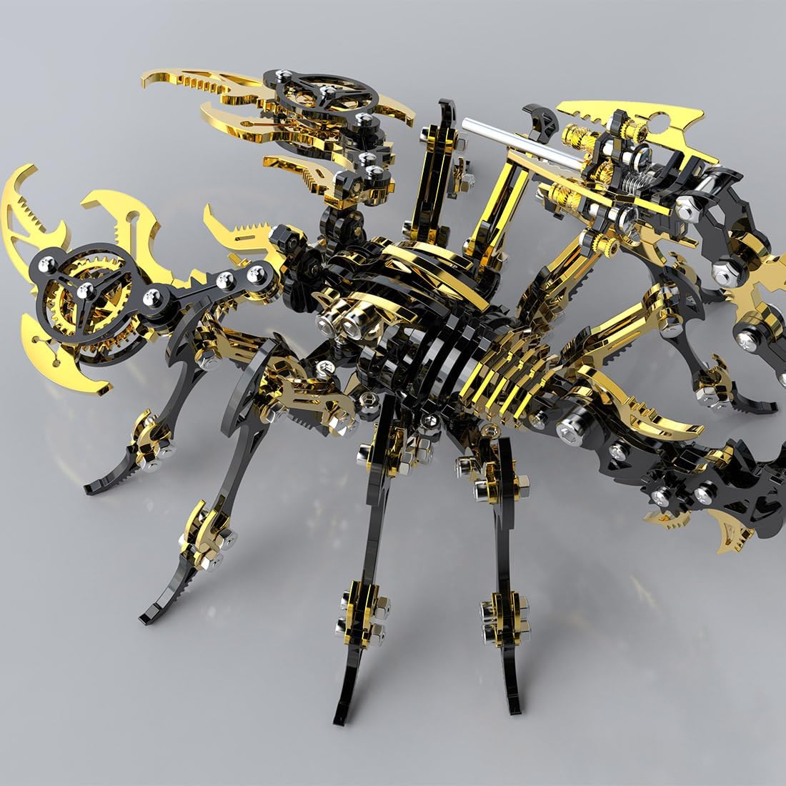 Scorpion 3D Metal Puzzles for Adults, Mechanical Scorpion King DIY Model Kit, 3D Brain Teaser Puzzle Stainless Steel Hand Assembled Detachable Model ArtCraft Desk Ornaments Toy (Black Gold)