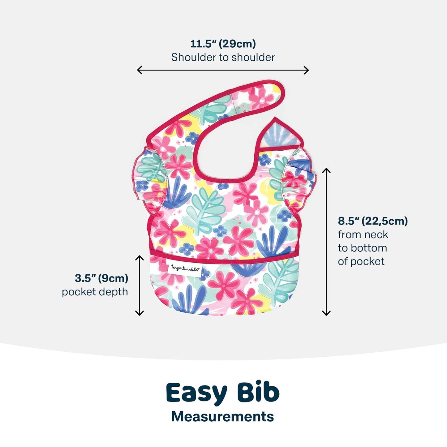 Tiny Twinkle Mess Proof Baby Bibs for Eating - Waterproof, Wipeable Bibs - Toddler Bibs - Travel Friendly - PFAS, PVC, BPA, Phthalate Free - Baby Food Bibs(3 Pack, Loved Girl)