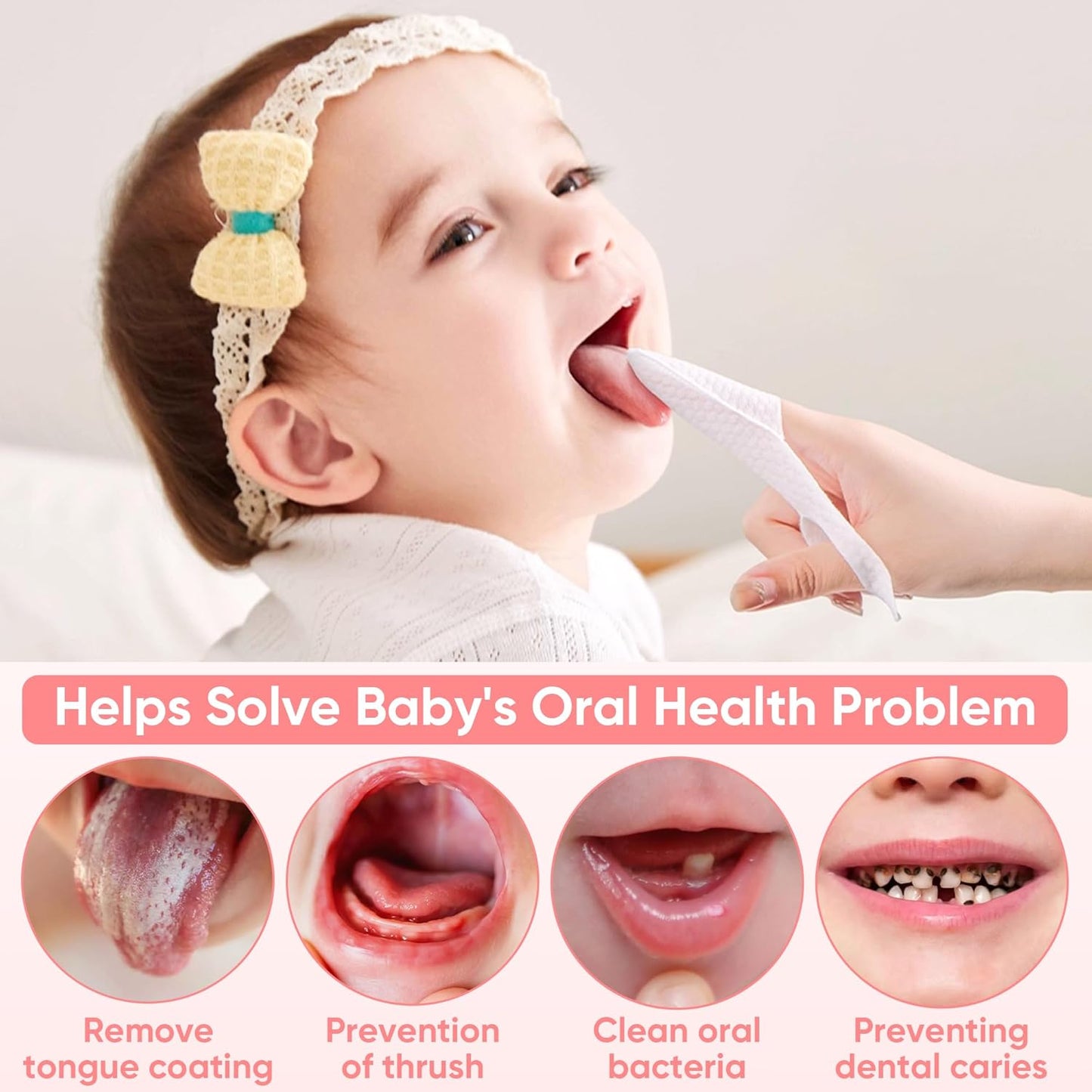 EASICUTI 40Pcs Baby Finger Toothbrush, Dry Wipes Baby Toothbrush, Baby Tongue Cleaner, Newborn Tooth and Gum Wipes, BAB y Oral Cleaner, Infant Toothbrush Mouth Clean for 0-36 Month