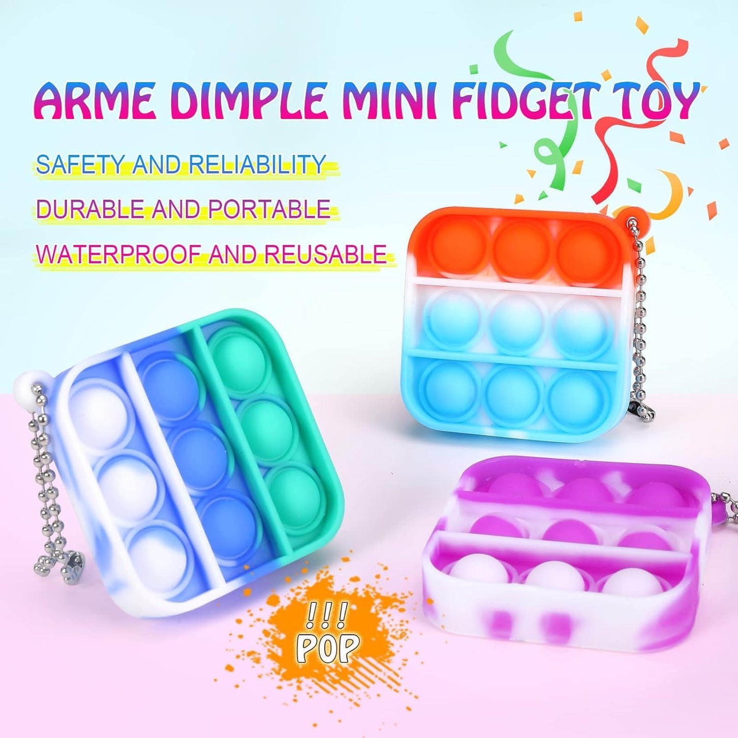 112pcs Mini Pop Fidget Toys Pack Party Favors, Silicone Cat Squeeze Pop and Pop Bracelet it Bubble Fidget Bulk Sensory Toys, Pop Keychain Bubble Toy Party Bag Fillers for Kids, Wrap Pop Toy