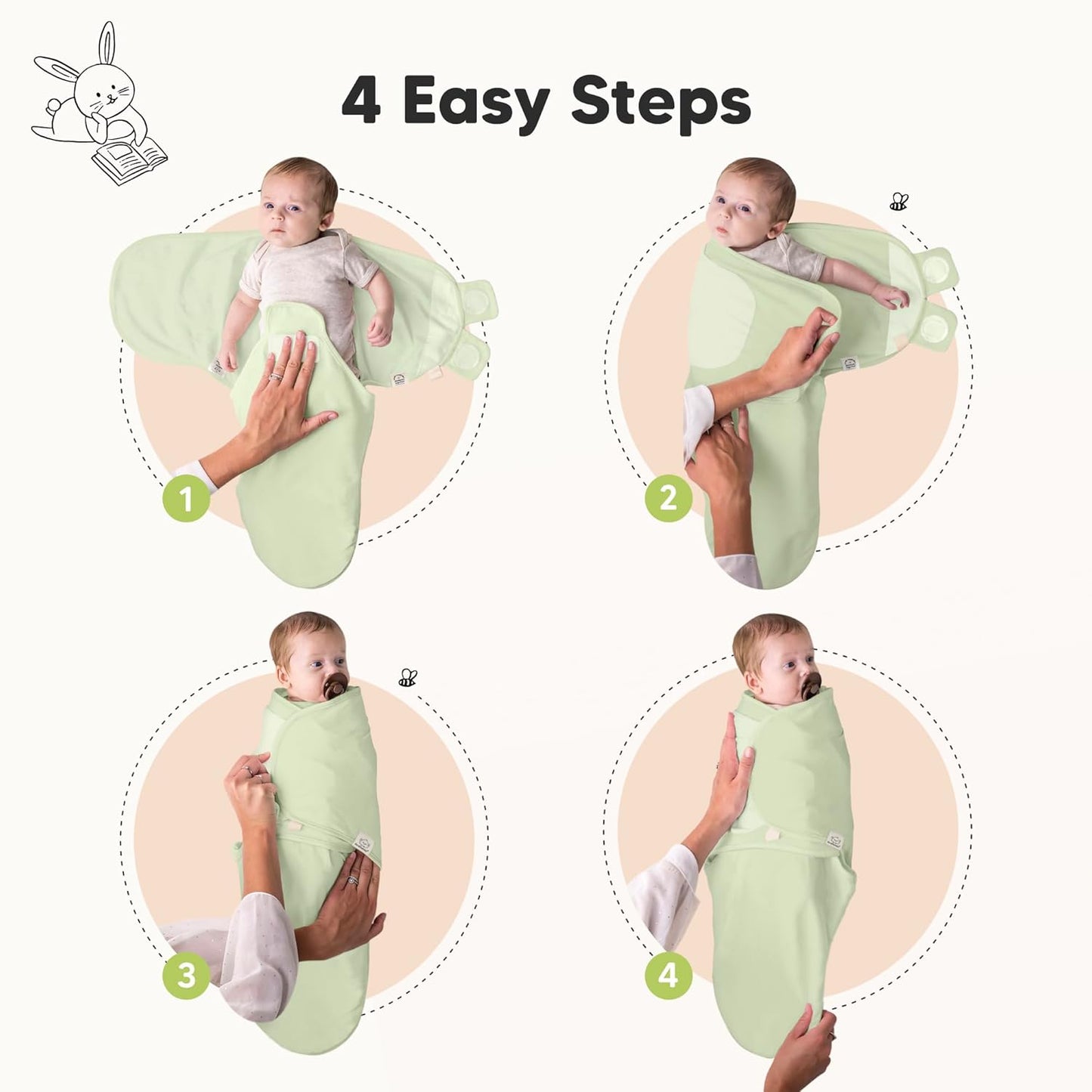 3-Pack Organic Baby Swaddle Sleep Sacks - Swaddles for Newborns, Infant 0-3 Months, Baby Girls, Boys, Soft & Snug Newborn Sleep Sack, Nursery Swaddling Blankets (Ripple)