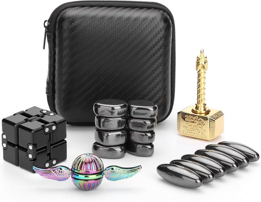 Hammer Fidget Spinners Chain Metal, Gold Fidget Spinner, Fidget Pad, Rainbow Gold Fidgit Spinner Gift for Kids Adults, Fidgets Infinity Cube Blocks Stress Fidgit Toy Set Party Favors Goody Bag Filler