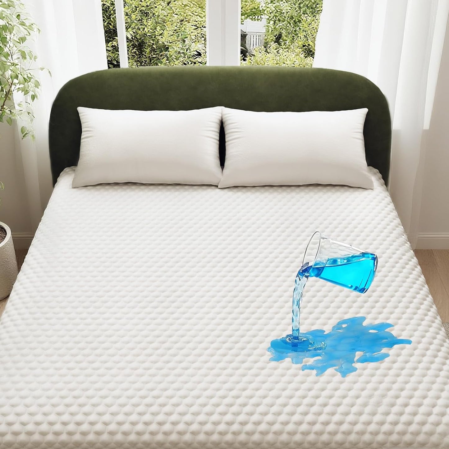 OhGeni 100% Waterproof Mattress Protector, California King Size Mattress Pad, Fits 6"-20" Mattresses with Deep Pocket, Cooling, Breathable Fitted Sheets, Soft Bed Cover, Noiseless, Machine Washable