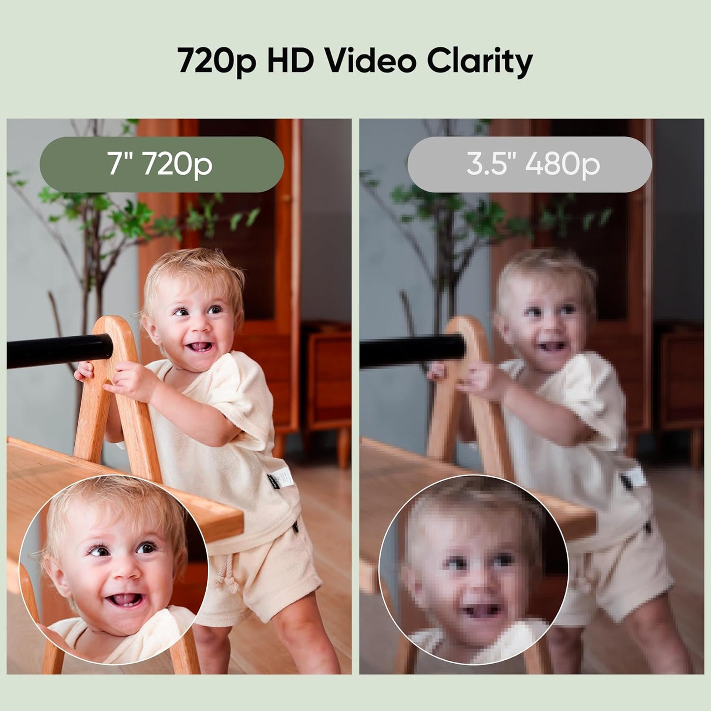bonoch MegaView Baby Monitor with Camera and Audio, 7" 720P HD Video Baby Monitor No WiFi, 6000mAh Battery, VOX Mode, Auto Night Vision, Hack Proof, Remote PTZ, Baby Camera Monitor