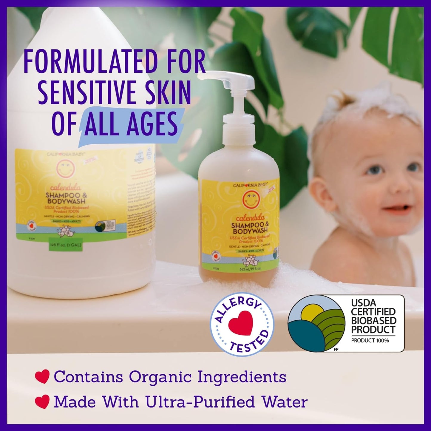 California Baby Calendula Shampoo and Body Wash | 100% Plant-Based (USDA Certified) | Allergy Friendly | Soothing Baby Soap and Toddler Shampoo for Dry, Sensitive Skin | 562 mL / 19 fl. oz.