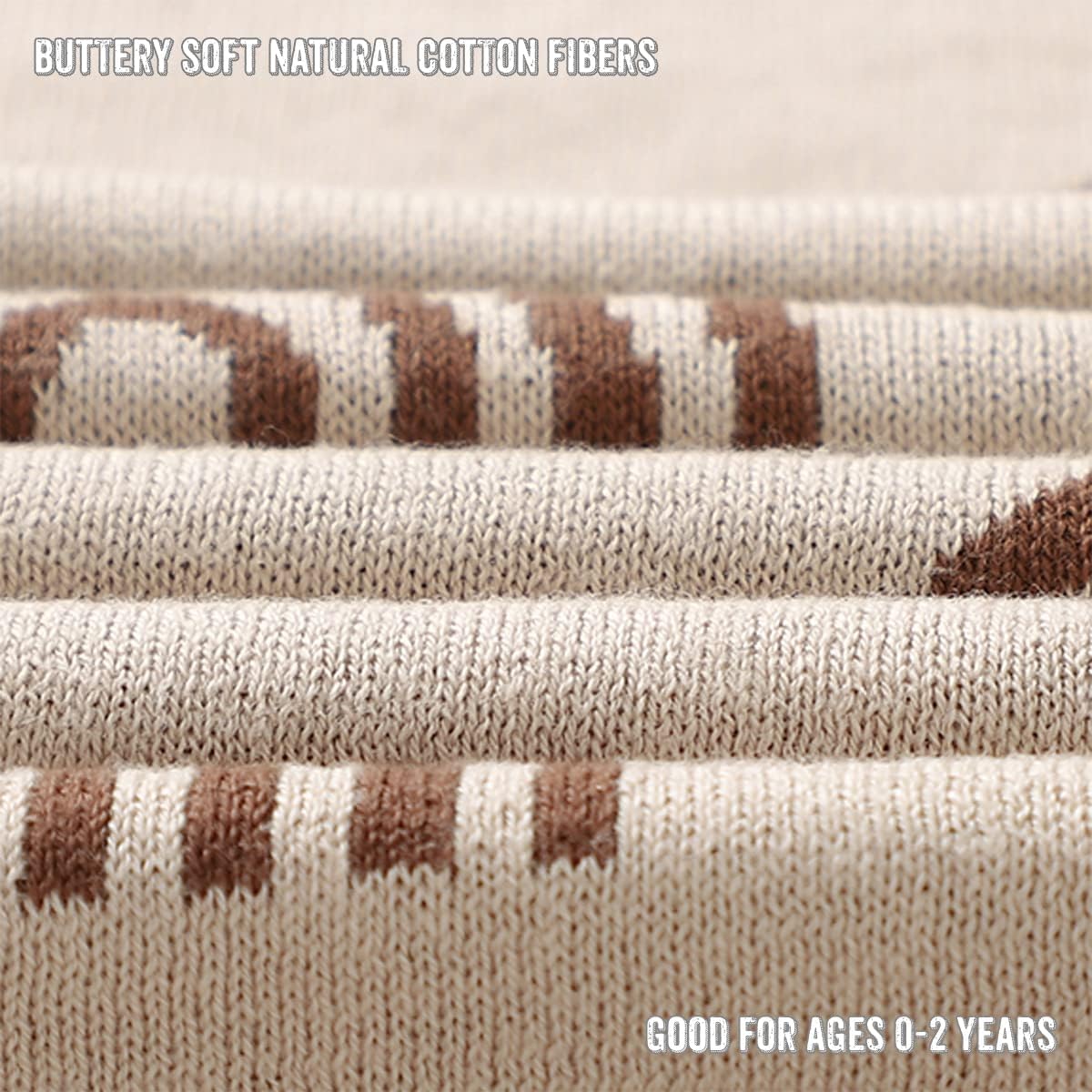 Baby Blanket for Girls and Boys - 100% Cotton Buttery Soft Cozy Receiving Swaddle Crib Stroller Blanket for Shower Gift Registry for Newborns, Infants, Toddlers (Rainbow - Taupe)