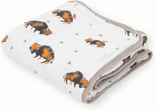 Little Unicorn Original Premium Cotton Quilt | Multi-Layered & Extra-Soft Muslin Fabric |for Babies & Toddlers (Bison)