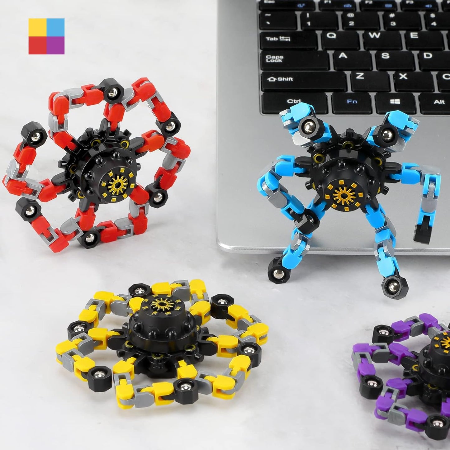 Fidgets Sensory Toys Transformable Chain Mechanical Fidget Toy 2 Pack Deformation Fidgets Spinners for Girls Boys Kids Adults Stocking Stuffers