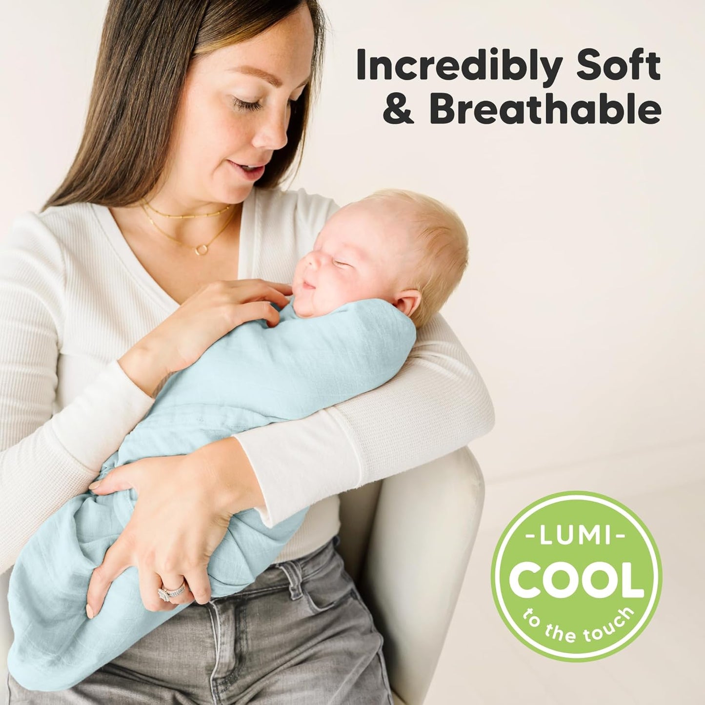 4-Pack Muslin Swaddle Blankets for Boys, Girls - Organic Baby Swaddles for Newborns, Soft & Breathable Receiving Baby Blankets for Girl, Boy, Neutral, Newborn Essentials Gift (Mirage)