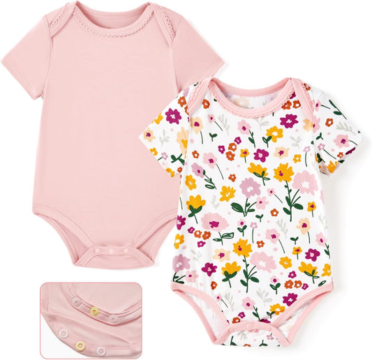 PATPAT Baby Bodysuits Supersoft Bamboo Viscose - Short Sleeve Boys and Girls - Newborn Infant Unisex Clothes Pack