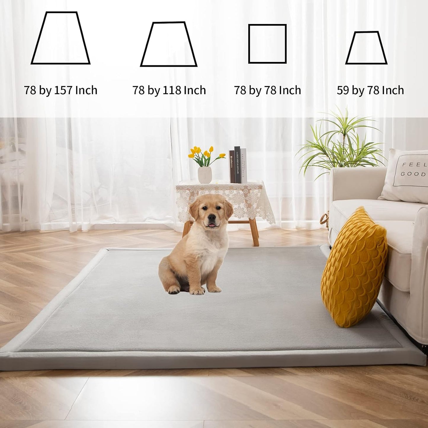MAXYOYO Black Coral Velvet Area Rug, Thick Japanese Tatami Mat Living Room Carpet with Non-Slip Backing, Large Solid Color Mat for Bedroom Dormitory Yoga, 49 by 49 inch