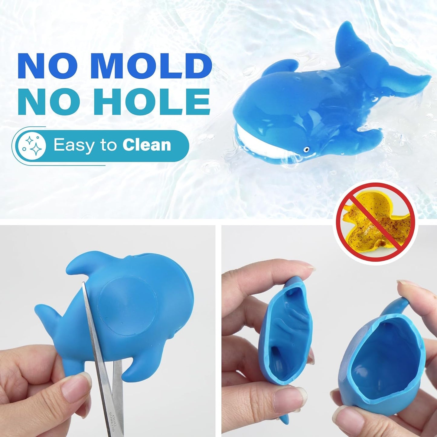 LotFancy Bath Toy, 8PCS Mold Free Bath Toys for Kids Ages 1-3, No Holes Baby Bath Toys for Toddlers 2-4, Ocean Sea Animal Bathtub Toys, Soft Floating Pool Water Table Toys