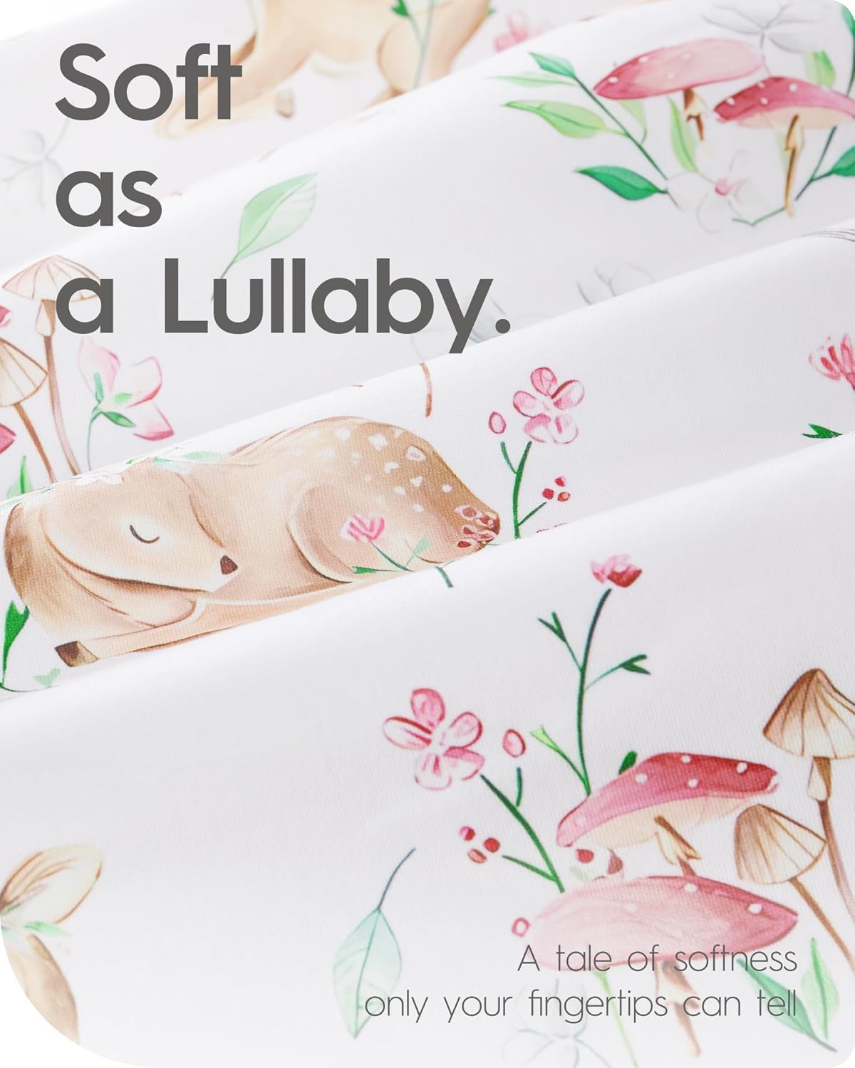 Changing Pad Cover for Girls Boys, TotBasic Premium Soft Changing Table Covers, Stretchy Jersey Changing Table Sheets - Fits All Standard Changing Pads - 2 Pack (Forest Bear & Bambi Deer)