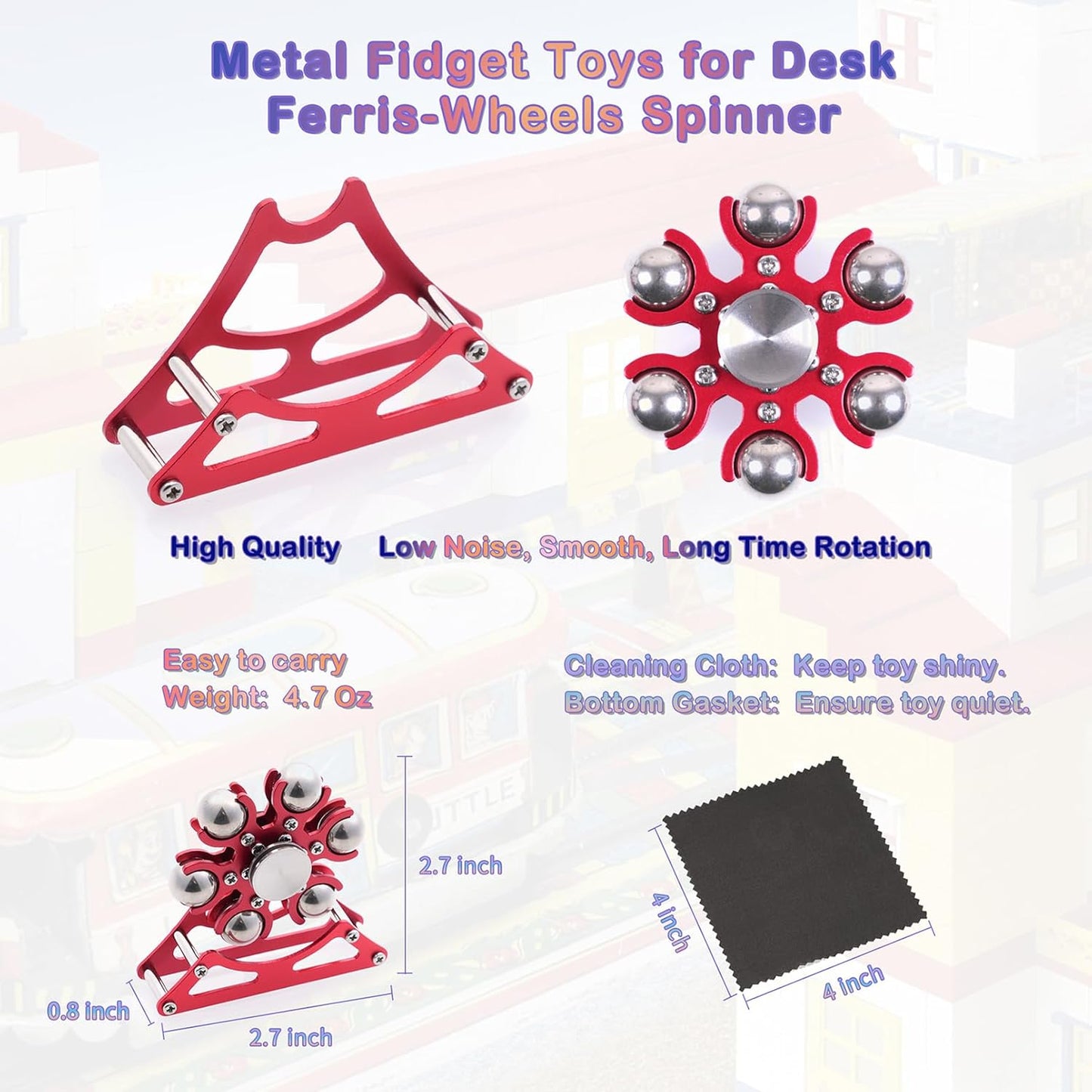 Desk-Fidget-Toys Ferris-Wheels-Spinner: Metal Kinetic-Fidget-Spinner 4mins, EDC-Toy Cool-Gadgets for School Office Christmas, ADHD Tools Gift Cool-Stuff Stress Relief Gift for Kid Children Teen Adult