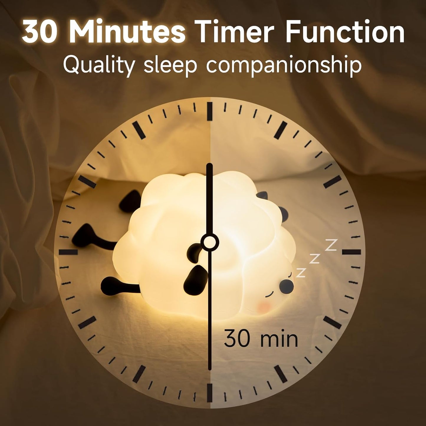 Rechargeable LED Night Light for Kids, 3-Level Dimmable Nursery Nightlight, Food Grade Silicone Squishy Lamp Perfect Bedside Touch Lamp with 30 Min Timer for Breastfeeding, Toddler, Baby Décor Black