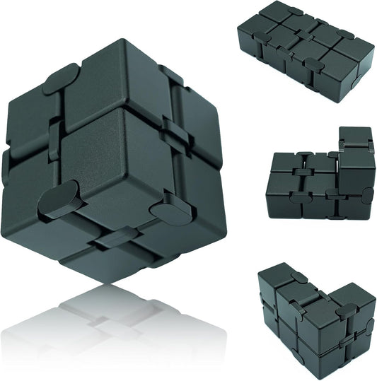 Easter Basket Stuffers, Infinity Cube Fidget Toys for Adults Kids Teens, Metal Fidget Toys, Anti Stress Relief Toys Fidget Blocks for Office Desk Toys (Black)